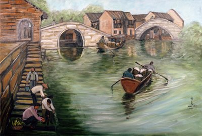 Lavage de vêtements au ruisseau, 1995 - Komi Chen
